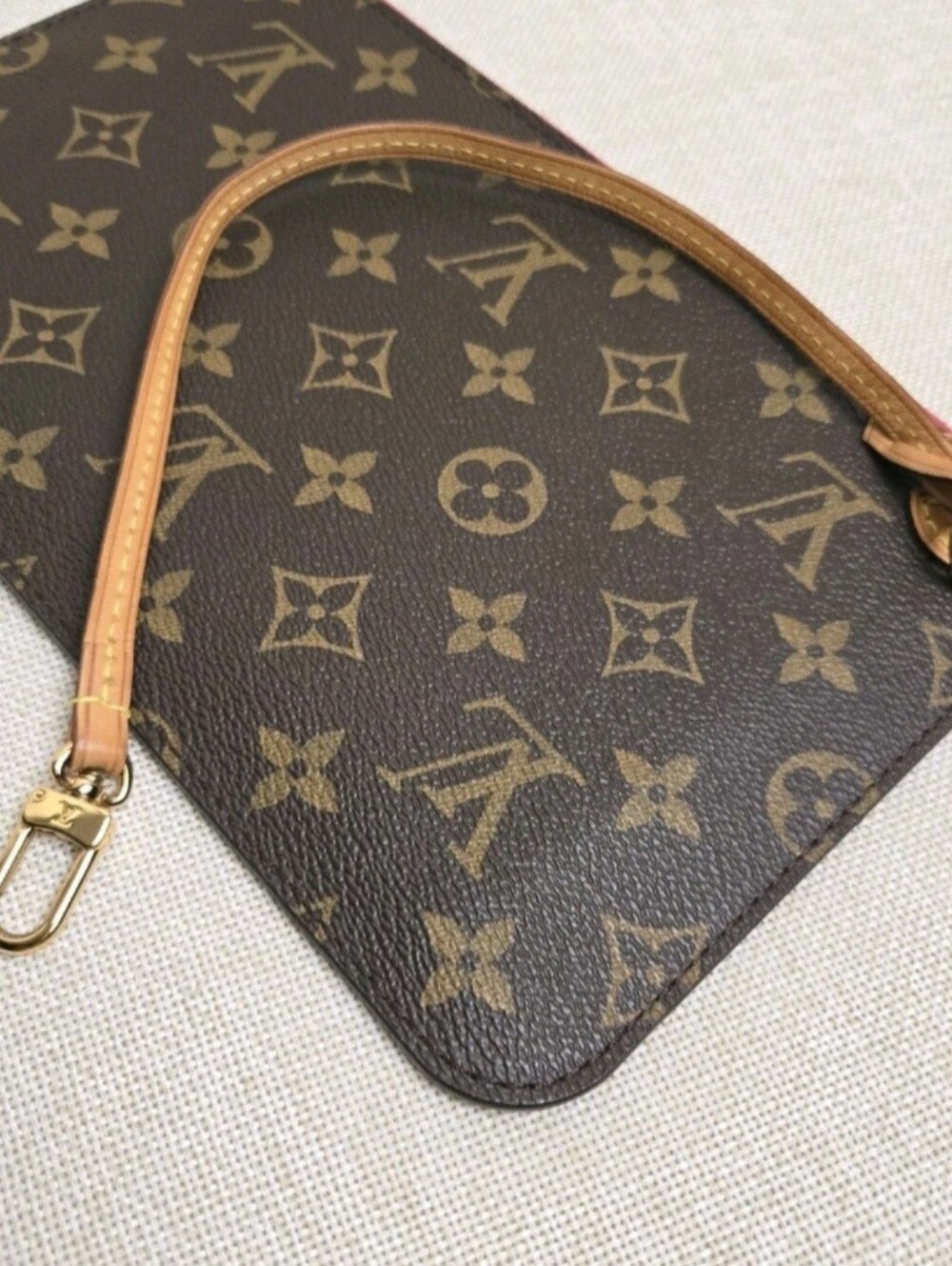 Louis‎ Vuitton Neverfull MM Pouch Pochette Wristlet Clutch Pivoine Pink with COA - Picture 6 of 14